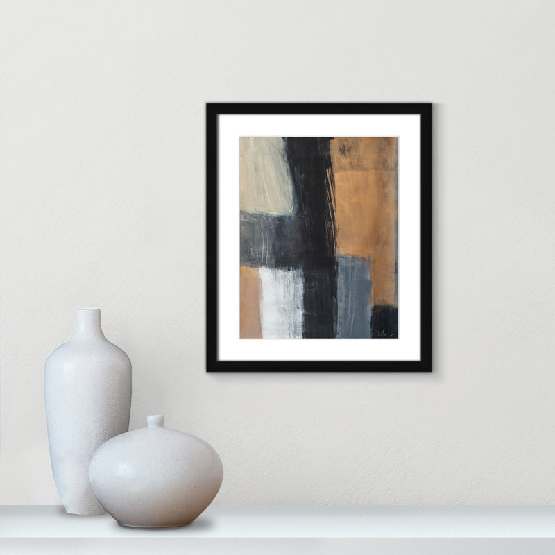 «Karl Metallic Slate II» sur papier par Joss & Main Print, H 19 po x l 16 po x P 1,25 po, Cadre noir mat