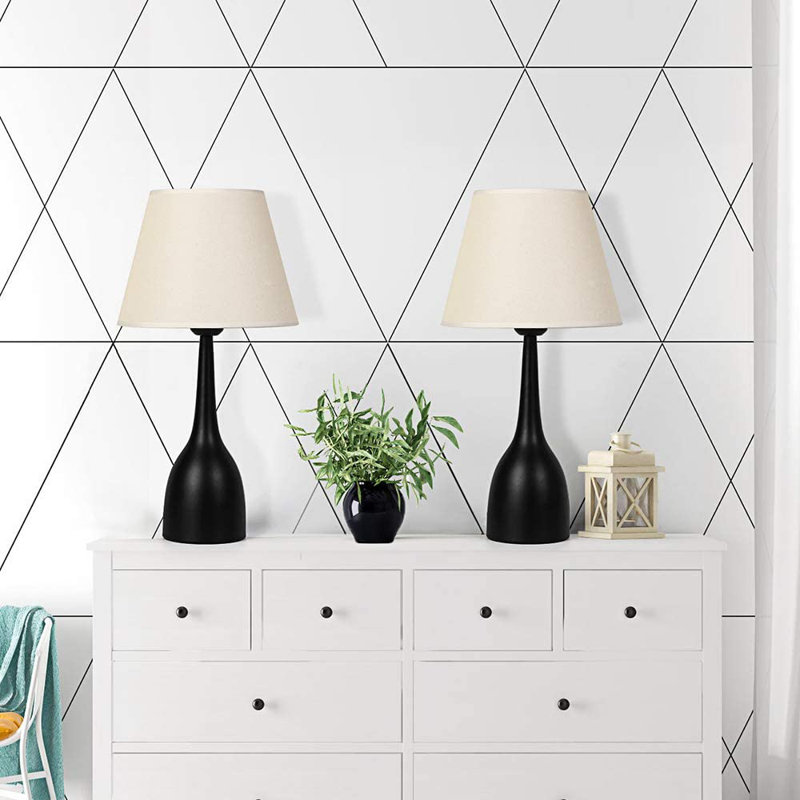 Ensemble de lampes de table noires 18,11 po Daut
