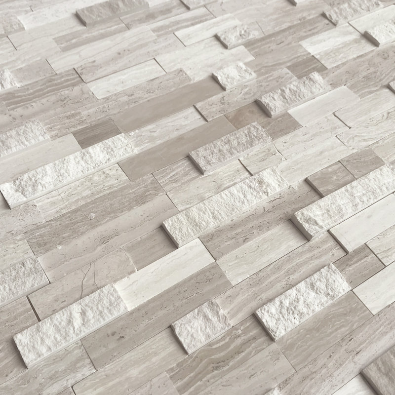Carreau de mosaïque en pierre naturelle 11,5 "x 10,7" 3D, Gris / Beige