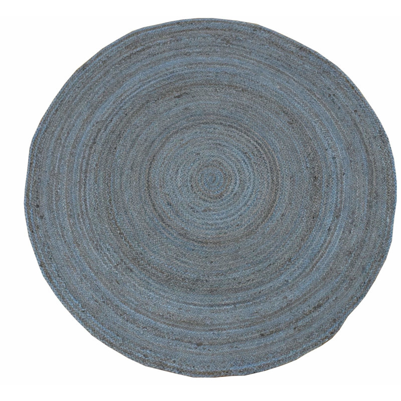 Tapis rond en jute / sisal bleu tressé à la main Tonopah, Rond 5 pi