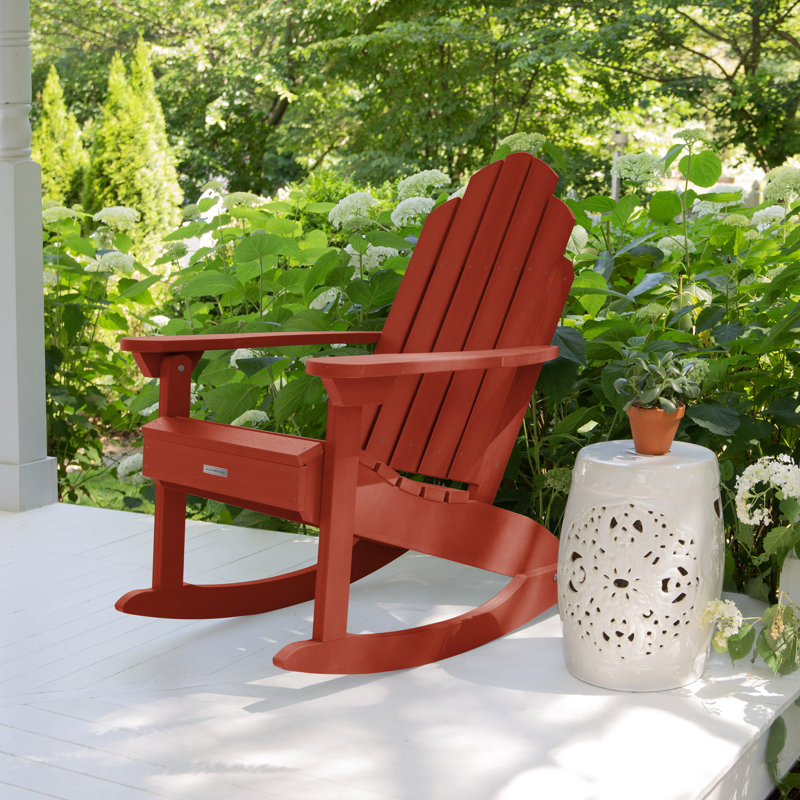 Chaise berçante d'extérieur en plastique Anette, Rouge rustique
