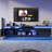 80" TV Stand For Tvs Up To 90", Modern Media Console With RGB LED Light And Built-In Charging Station, Large Storage Space   -1580661074-1590245115
