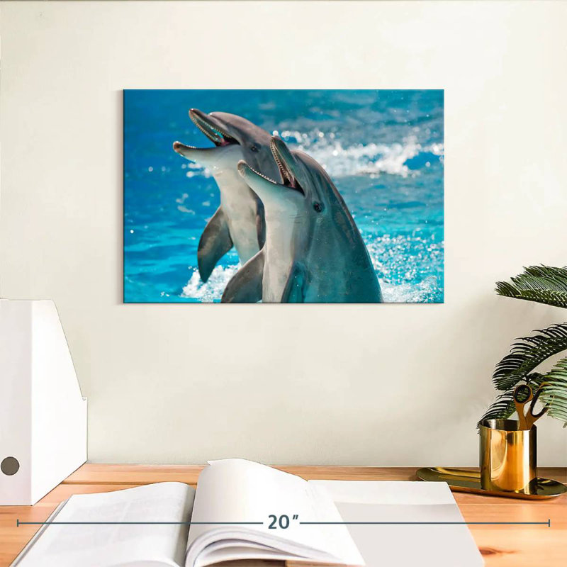 Excited Dolphins, 8" H x 12" W