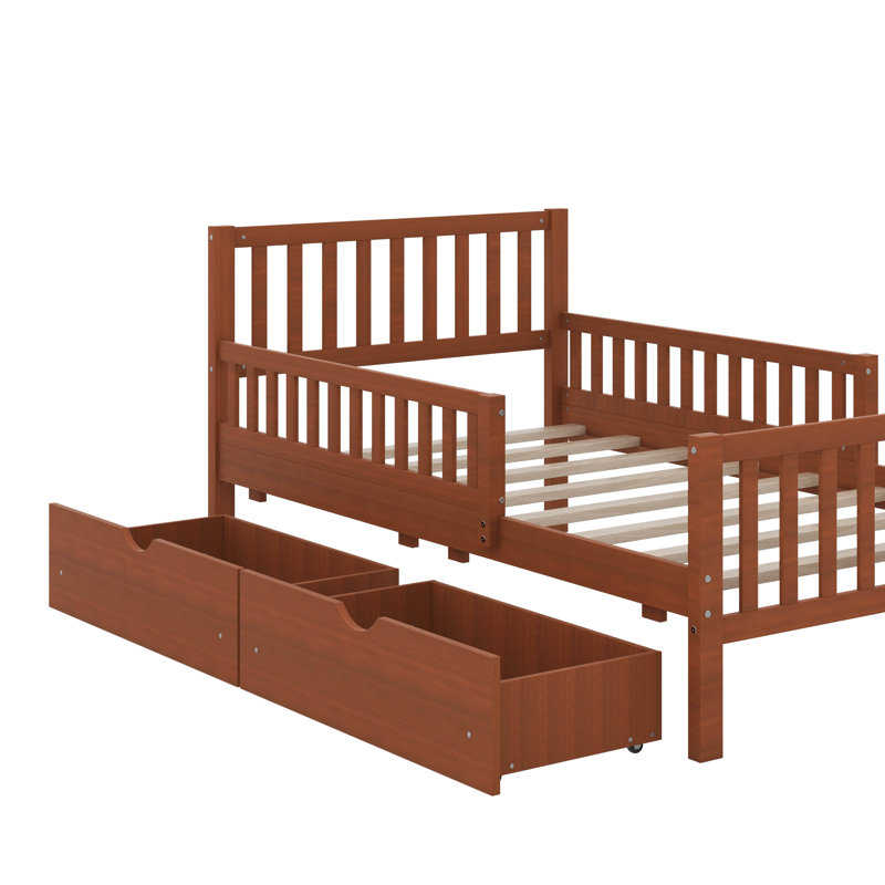 Lit plateforme simple en bois avec deux tiroirs de rangement, Simple
