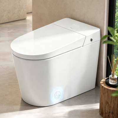 One-Piece Elongated Smart Toilet with Automatic Open/Close Lid, Silent Power Flush Internal Tank, Foam Shield & ADA Comfort Height
