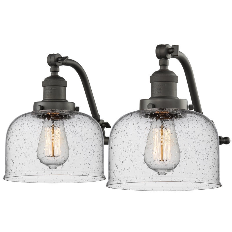 Éclairage pour salle de bain 2 lumières Bonomo Bell, Bronze huilé, Ampoule DEL rétro à intensité réglable de 3 W, Grainé