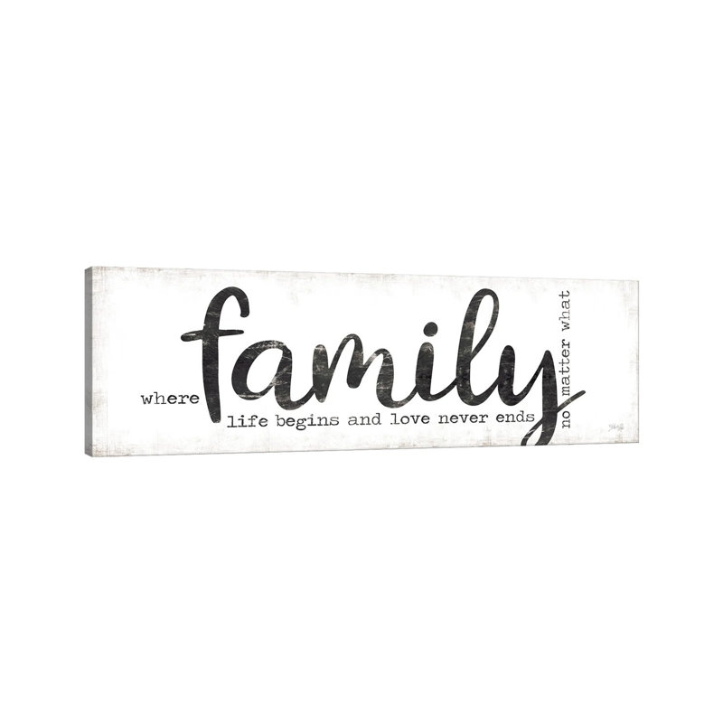Family Where Life Begins 1 Piece Panoramic Wall Art on Canvas, 30.48 cm H x 91.44 cm W x 1.91 cm D, Wrapped Canvas