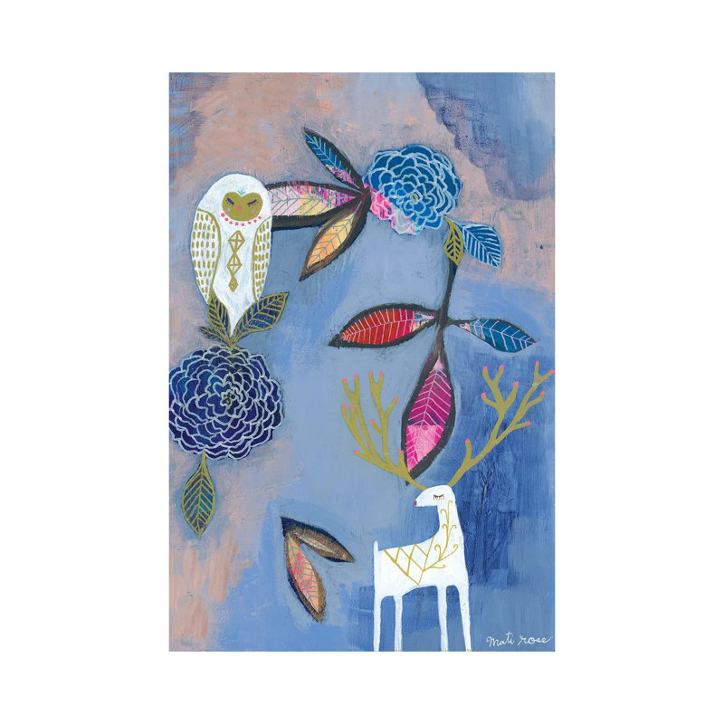 Owl & Deer by Mati Rose - Wrapped Canvas Gallery-Wrapped Canvas Giclée, Wrapped Canvas, 12" H x 8" W