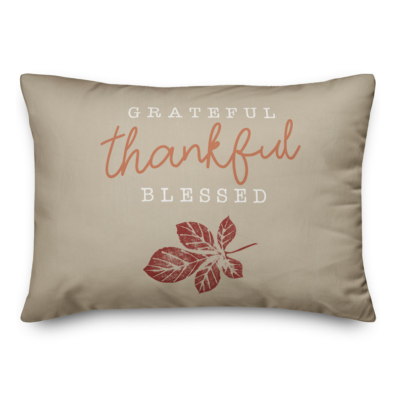  Grateful Thankful Blessed Rectangular Pillow Cover & Insert