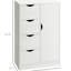 Armoire autoportante à grain de bois blanc pour salle de bain, 4 tiroirs et porte, structure, sangle de basculement, capacité de rangement de 88 lb avec porte pour salle de bain, style, panneau de particules, sécurité, moderne