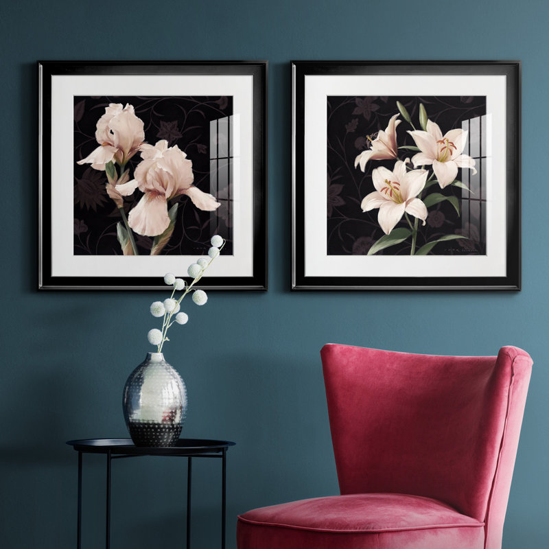 Iris Elegante - ensemble de 2 reproductions de cadres photo, H 26,5 po x l 53 po x P 1,5 po, Noir