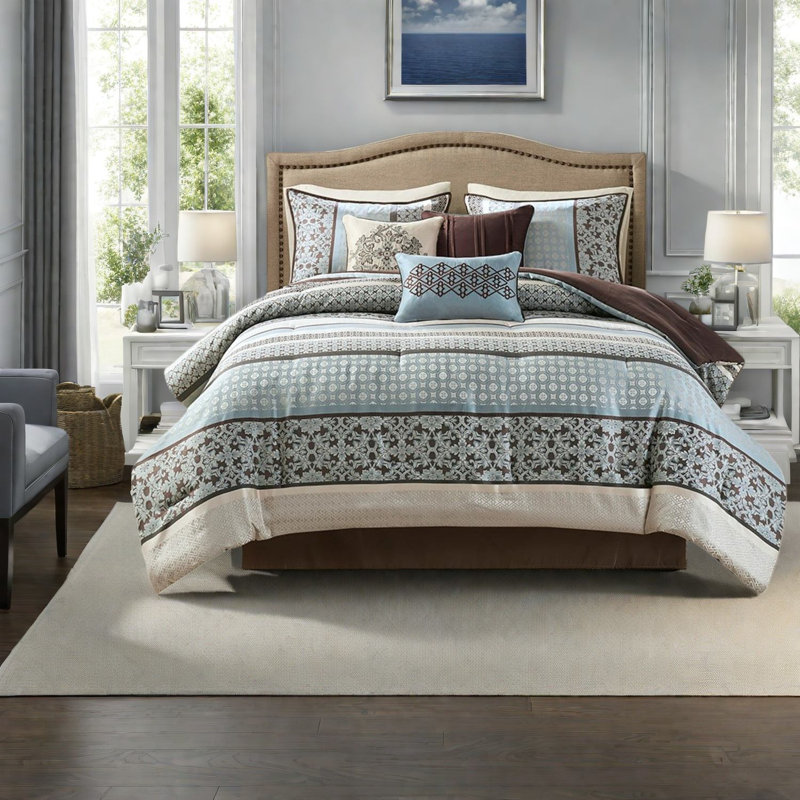 Ensembles de literie élégants, édredon en polyester, chambre à coucher en jacquard