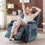  Fauteuil inclinable électrique moderne en tissu de chenille rembourré avec massage, siège pivotant à 360 degrés avec porte-gobelet-1922265891