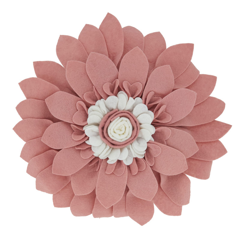 Fleur De Jardin Collection Appliqued Throw Pillow, Rose