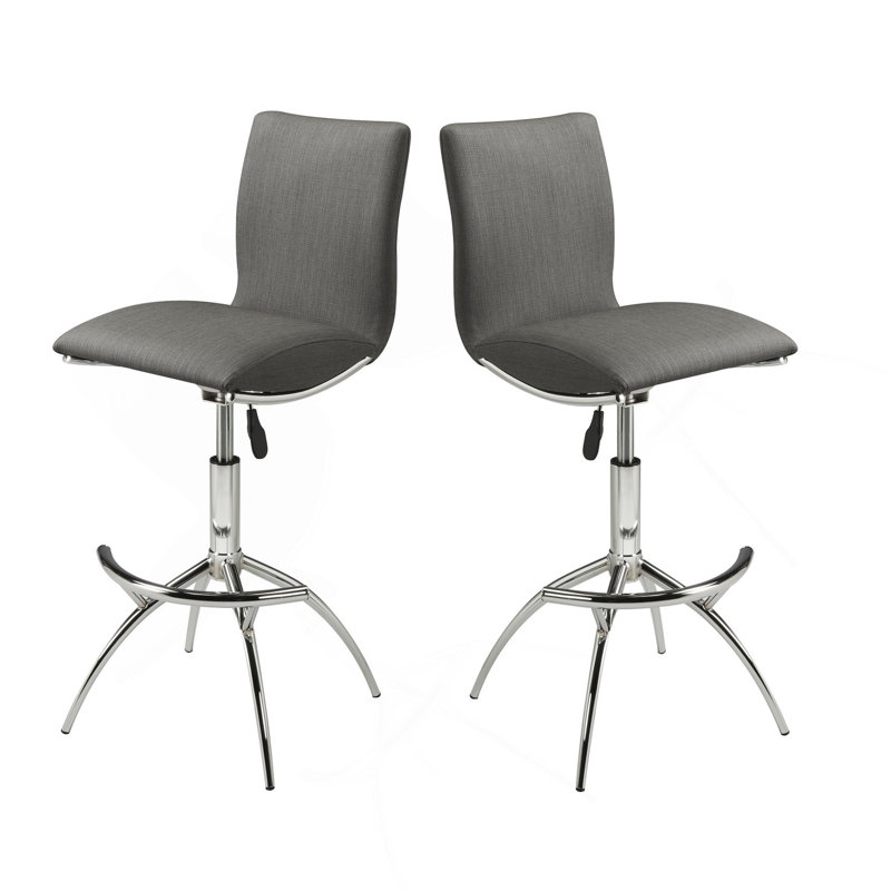 Tabouret de bar moderne à texture réglable en similicuir / chrome de couleur grise
