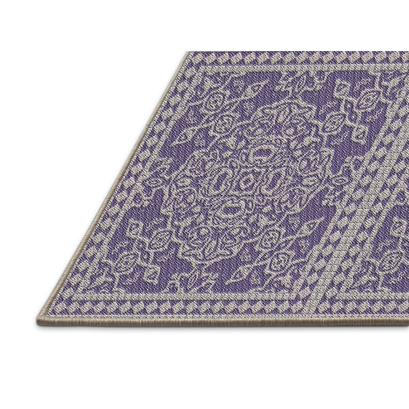 Tapis de zone mauve à motifs Bohy, Rectangle 5 pi x 7 pi