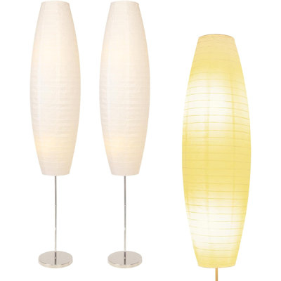 2*Pcs Paper Art Floor Lamp, Japanese Style Floor Lamp, Rice Paper Lampshade, Warm And Simple Style, Corner Paper Lantern, Suitable For Bedroom, Office And Living Room - Beige