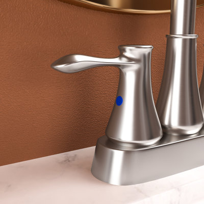 4 Inch 2 Handle Bathroom Faucet In Brushed Nickel - Stainless Steel, 360 Swivel Spout, Pop Up Drain, Water Supply Lines, Long-Lasting Durability Lavatory Handles, Smooth Operation