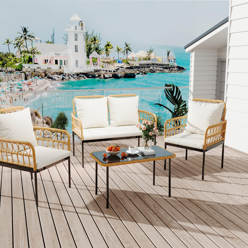 Ensemble bistro 4 pièces pour l'extérieur, Beige