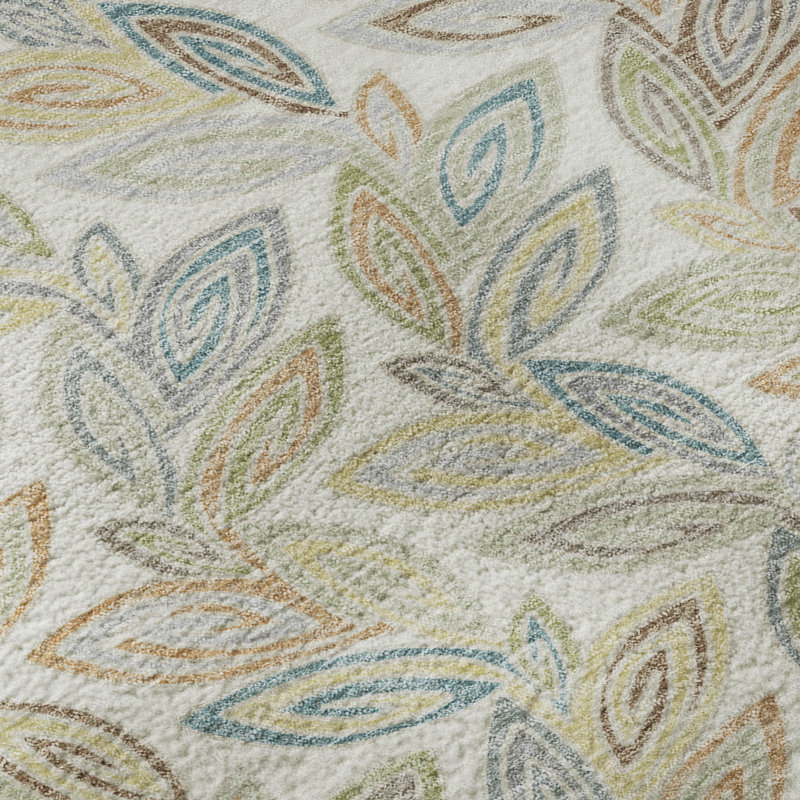 Tapis botanique Premium lavable à la machine Villers, Ivory, 10 pi x 14 pi