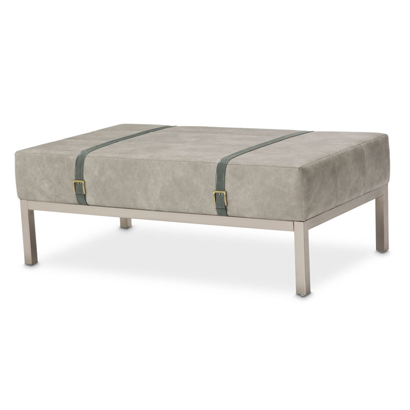Menlo 52" White Wood and Metal Rectangular Coffee Table