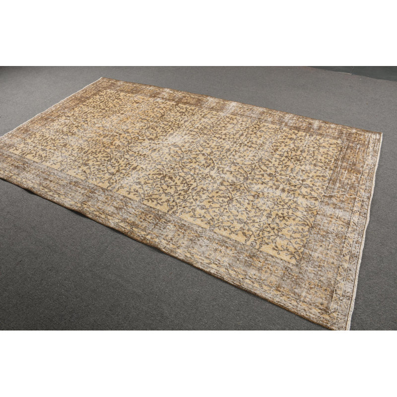 Grand tapis turc rétro Oushak idéal pour décorer un salon rustique
