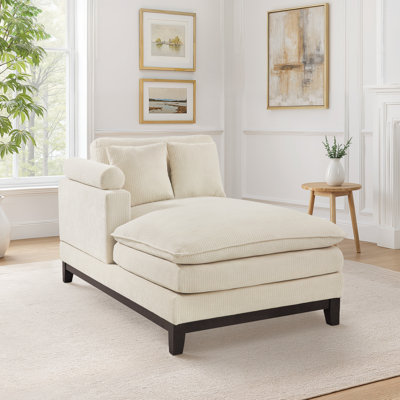 Gary Upholstered Chaise Lounge With Solid Wood Frame And Adjustable Headrests