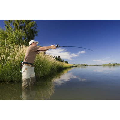 Fisherman Casting on Calm River by Avid_Creative