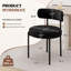 Dining Chairs Modern Teddy Fabric Upholstered Chairs with Curved Backrest and Black Metal Legs-912791777-938653894