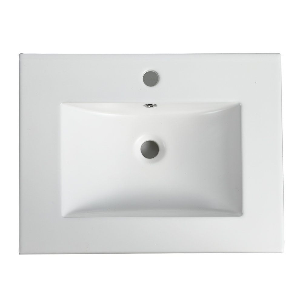 Ling 24 White Ceramic Rectangular Drop In Bathroom Sink With Overflow   Ling 24 White Ceramic Rectangular Drop In Bathroom Sink With Overflow 