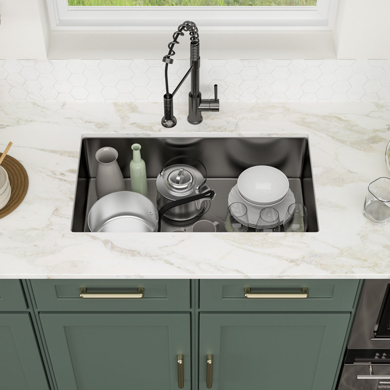 33" L x 19" W Undermount Kitchen Sink Gunmetal Black Kitchen Sink 16 Gauge Stainless Steel Sink