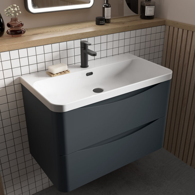 Lunar Bathroom Vanity, Soft Black, 80.7 cm W