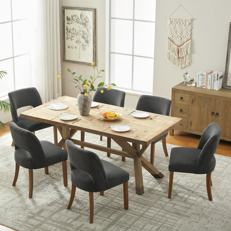 Upholstered Dining Side Chairs Set of 4, Chenille Charcoal