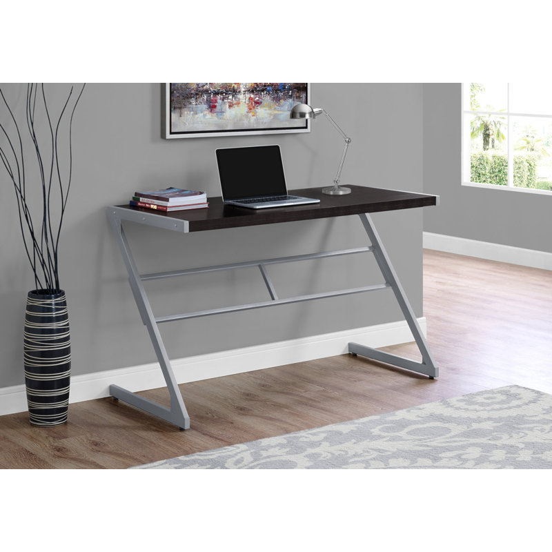 Computer Desk, Home Office, Laptop, 48"L, Work, Metal, Laminate, Contemporary, Modern, Cappuccino/Silver