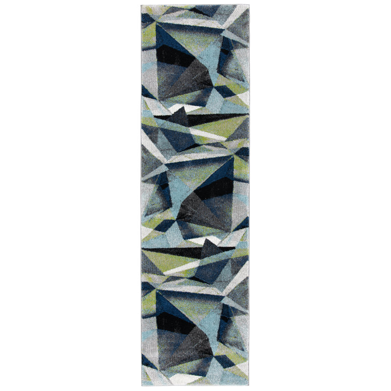 Tapis à motif abstrait Mihrije Porcello, Tapis de couloir 2 pi 3 po x 12 pi