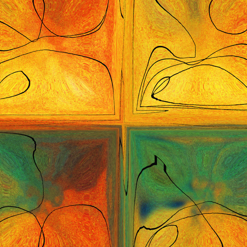 « tile art #3 2015 », impression, H 27,5 po x l 27,5 po x P 2 po, Cadre flottant espresso