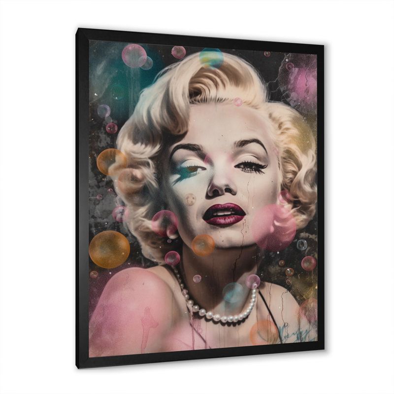 Rétro Marilyn Manroe sur toile, H 32 po x l 24 po x P 1 po, Cadre photo noir