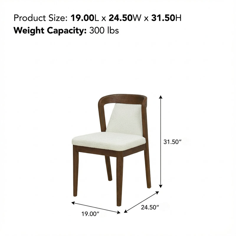 Ensemble de 2 chaises d'appoint de salle à manger rembourrées modernes avec structure en bois et sièges en tissu neutre