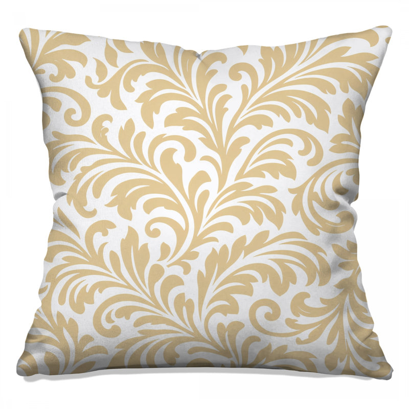 Coussins décoratifs beiges à motif damas, 14 X 14 pouces