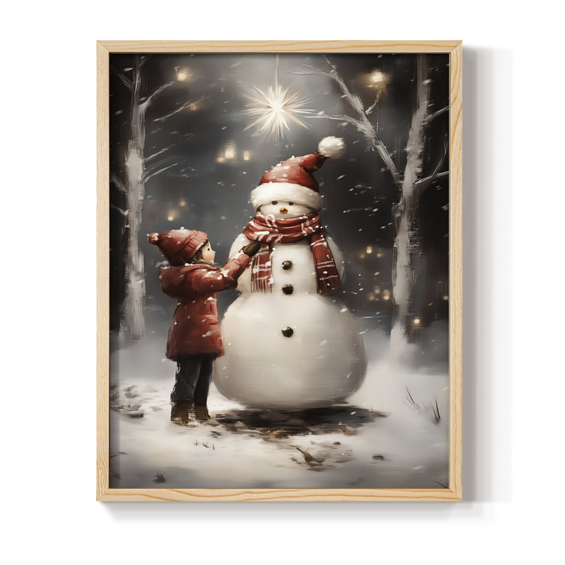 Christmas Holiday Art -Series 2-CCCXLV Framed Print - Solid Wood, 11" H x 9" W, Naturel