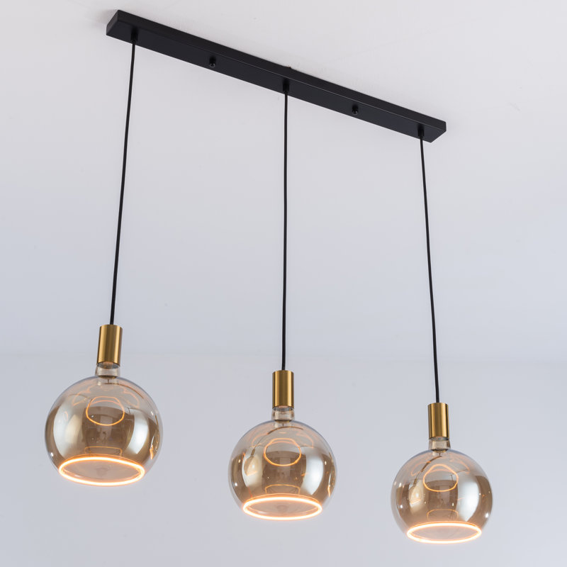 Akers 3 - Light Bulb Pendant, Black/Gold