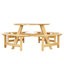 Table de pique-nique en bois naturel - 4 trous de parasol encastrés pour patio et cour arrière pour 8 personnes avec bancs. Trou, météo, pour le jardin-273546548