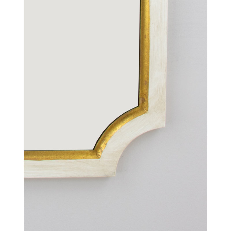 Tulip Rectangle Wall Mirror, Antiqued White/Gold Leaf