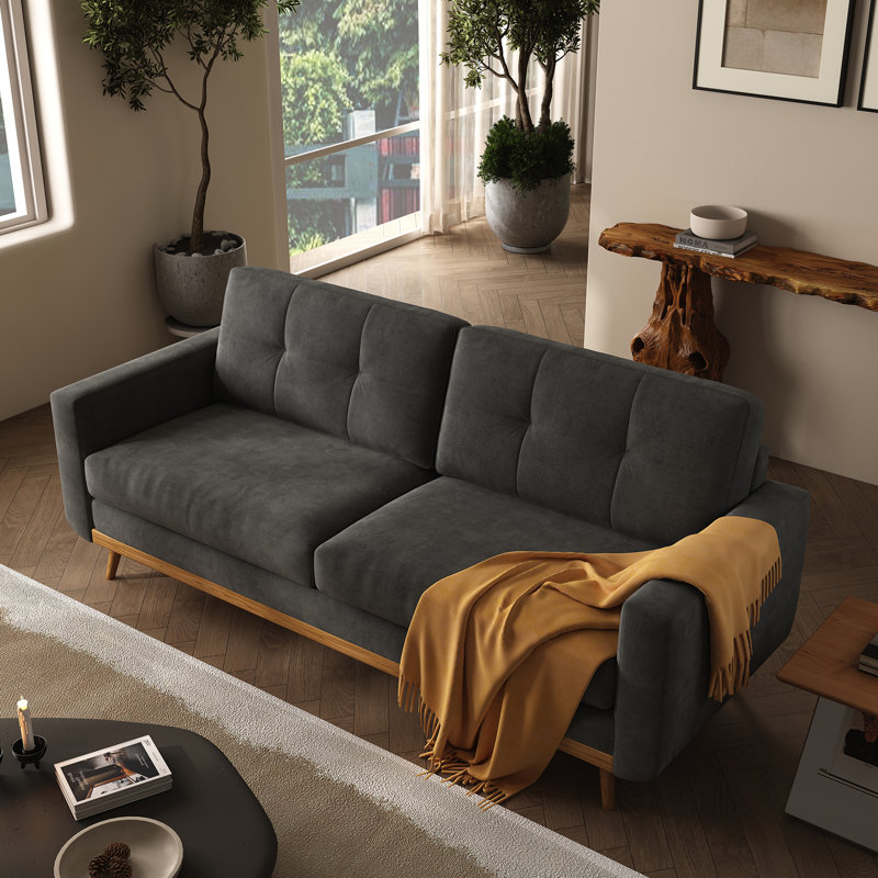 Canapé 67,7 po, causeuse de style moderne Mid-Century, Noir