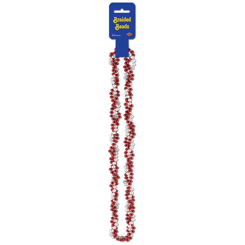 Perles tressées - paquet de 12, Rouge