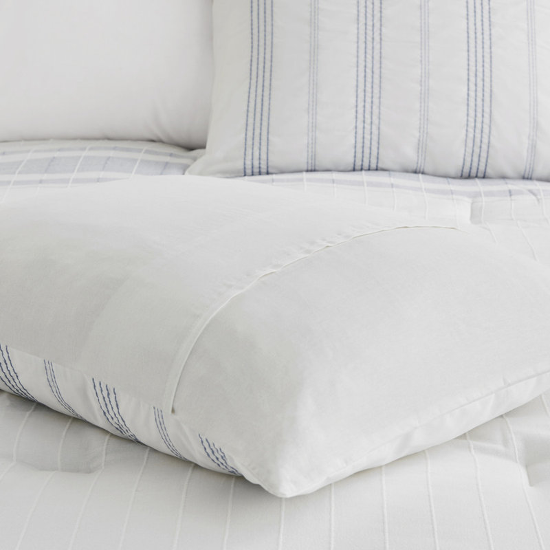 Ensemble de literie surdimensionnée en coton 6 pièces pour très grand lit, édredon rembourré, rayures modernes colorées, très grand lavable à la machine, sacs visibles tissés texturés