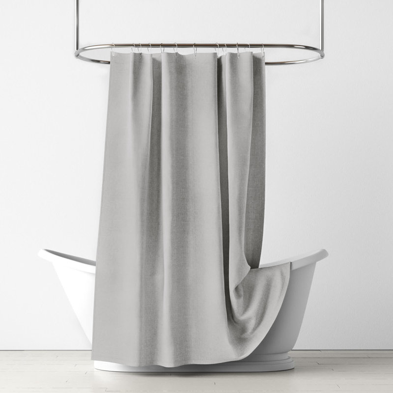 Rideau de douche simple en lin Kendo, Argent