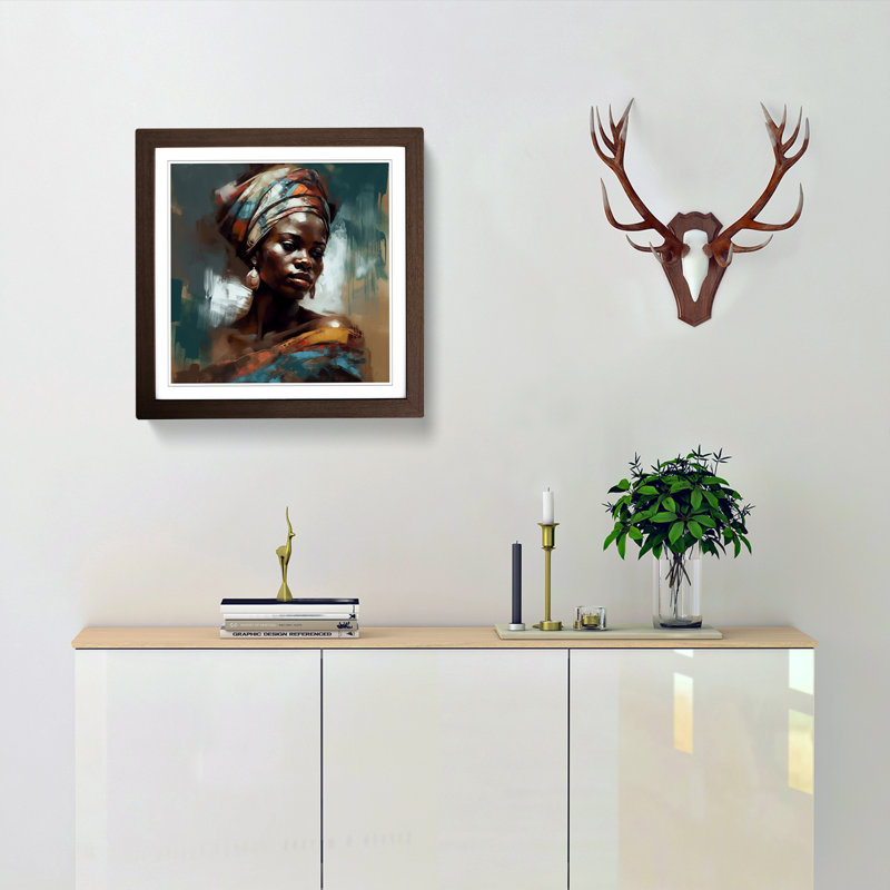 African Woman Gestural Art - Framed Print, Walnut