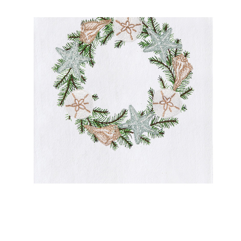 Torchon 100% coton Coastal Shell Wreath
