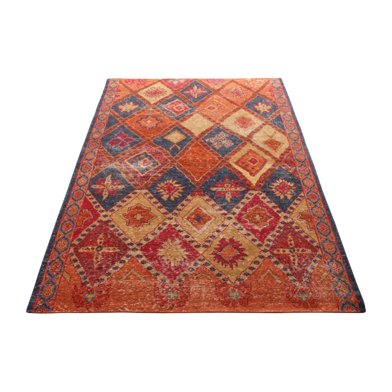 Distressed Homage Handmade Kilim Wool Geometric Area Rug, Rectangle 13' x 18'